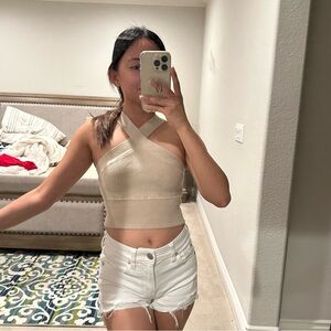 Abercrombie Sculpt Knit Criss Cross Cropped Tank